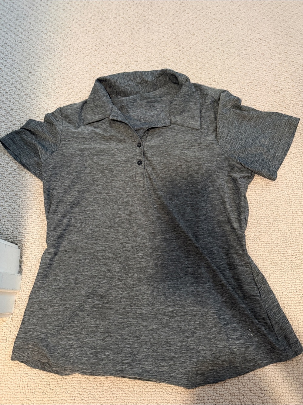 Women's Heather Gray Short-Sleeve Polo Button-Down Shirt